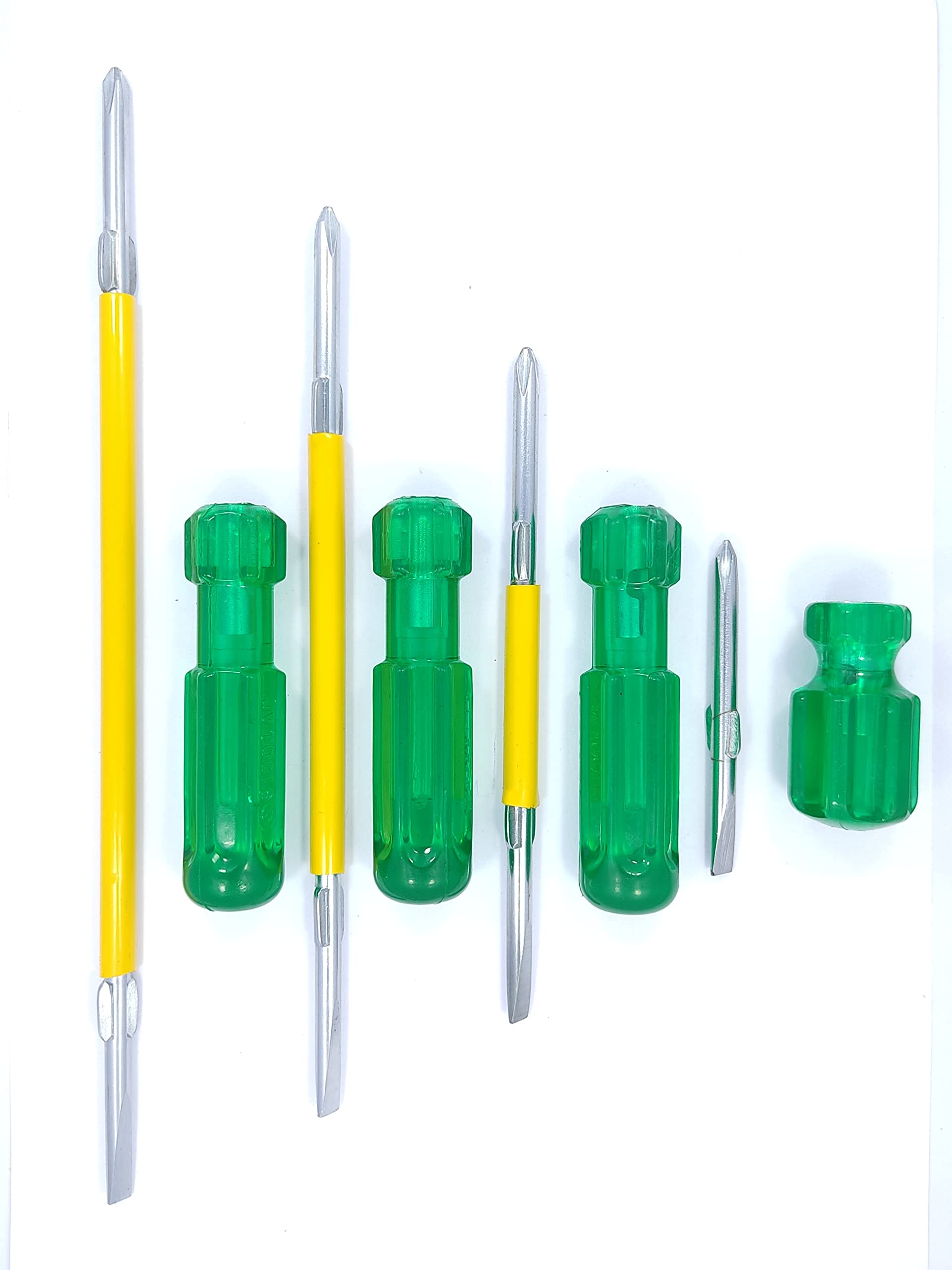 PERFECT TECH Screw Driver Set of 4 Pcs | 2 in 1 screw Driver | (2, 4, 6, 8 Green and Silver) |Tool Steel Tester | Long handle Strong Grip Carbon Steel Combination | Multipurpose use | Magnetic Tip 1