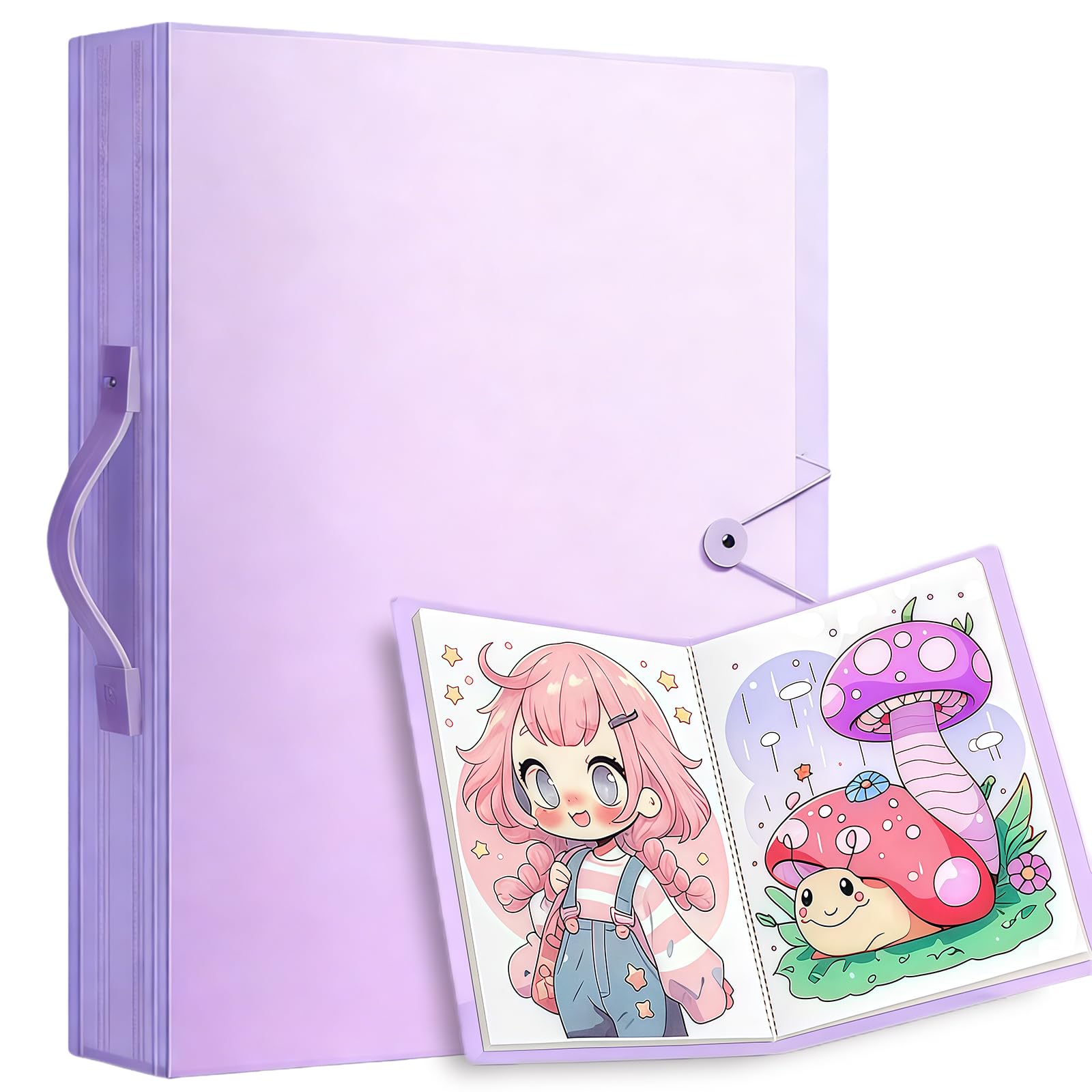 Meetoz Purple A3 Diamond Painting Storage Presentation Book Art Portfolios 60 Pages Pocket Protectors Portfolio Clear Folder Diamond Painting Art Protection Display Book,42X30cm Painting Display Book (Purple)