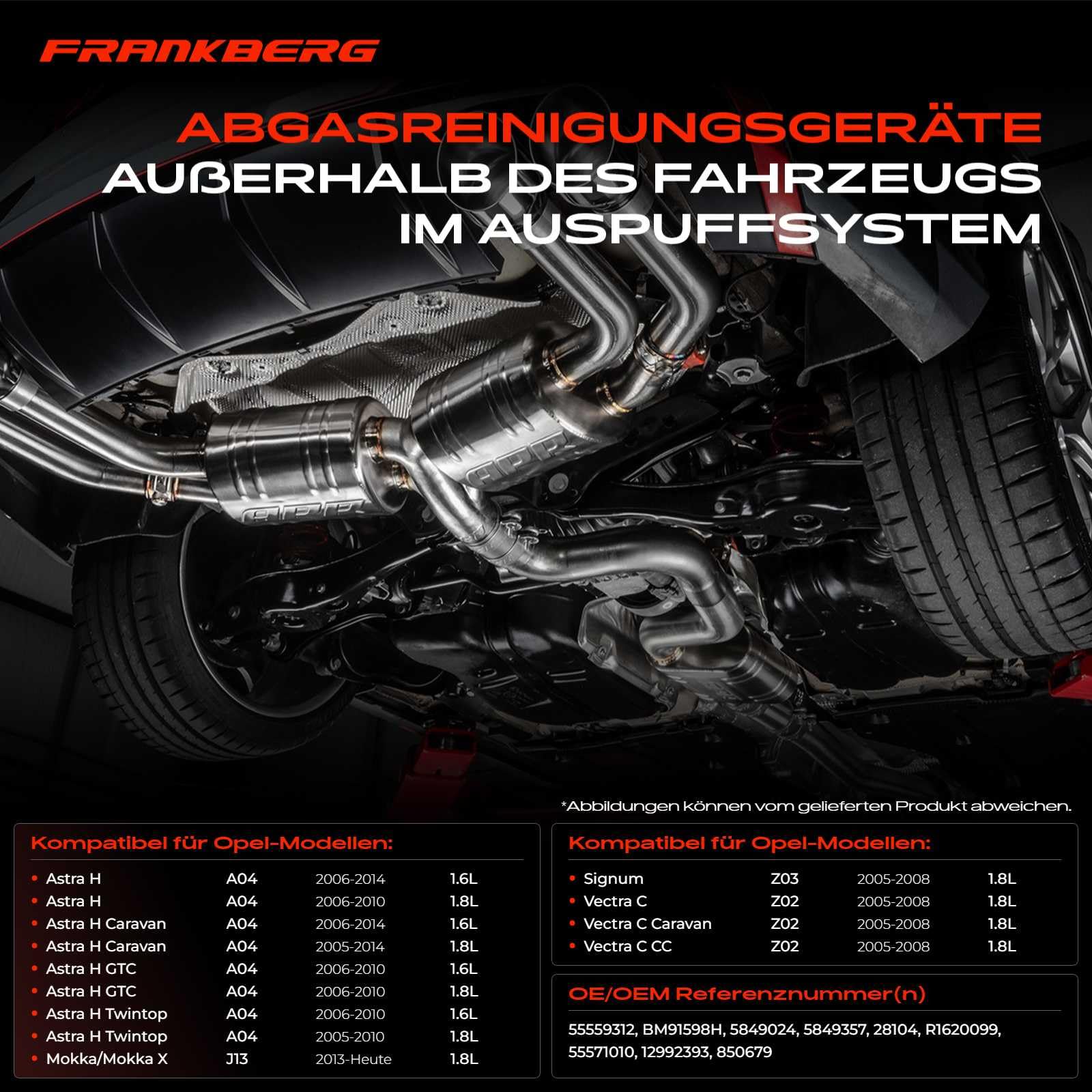 Frankberg Katalysator Rußpartikelfilter Benzin Kompatibel mit Astra H L48 1.6 1.8 Astra H Caravan L35 1.6 (LPG) Signum Z03 1.8 Vectra C CC Z02 1.8 Zafira B Kasten/MPV A05 1.8 VAN Replace# 12992393
