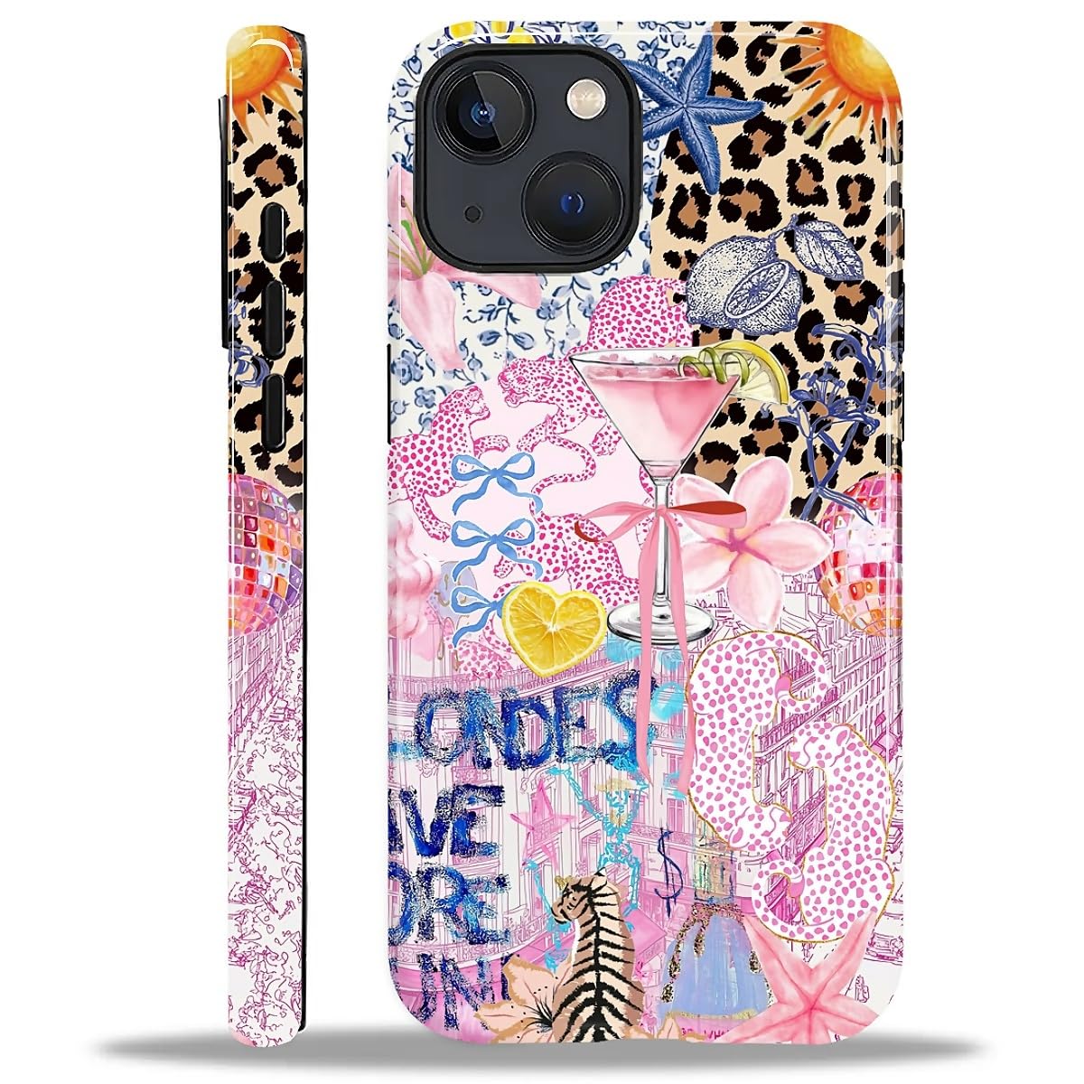 Étui iPhone 14 Plus léopard rose et bleu antichoc VisEnt - 8