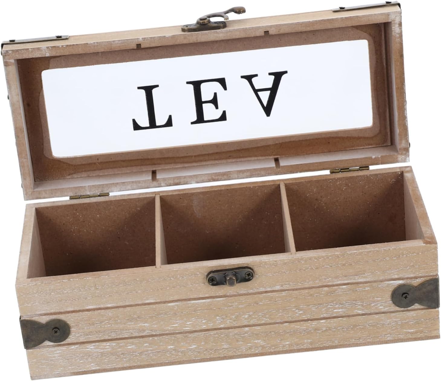 Wooden Tea Box with Lid Xmas 3-compartment Tea Bag Holder