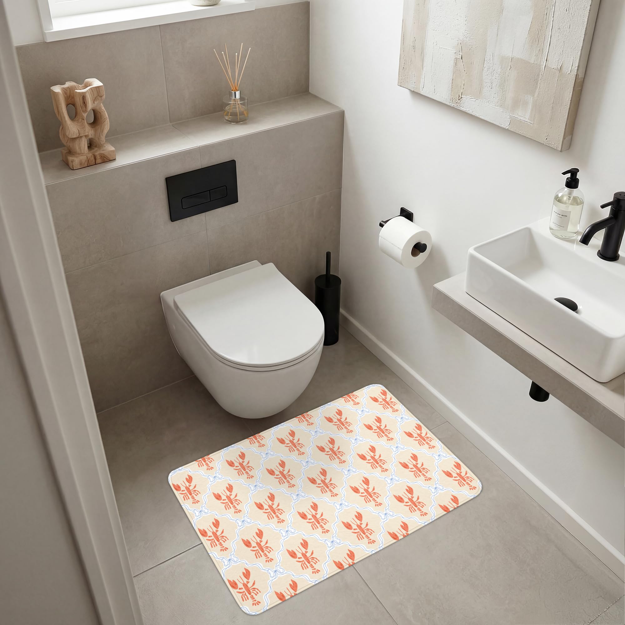 Alfombra Baño Rectangular 90x60 cm Decoracion Bathroom Mat Non Slip Shower Lavable Antideslizante Alfombrilla Tapete Banheiro Cáncer - Amarillo - Patrón