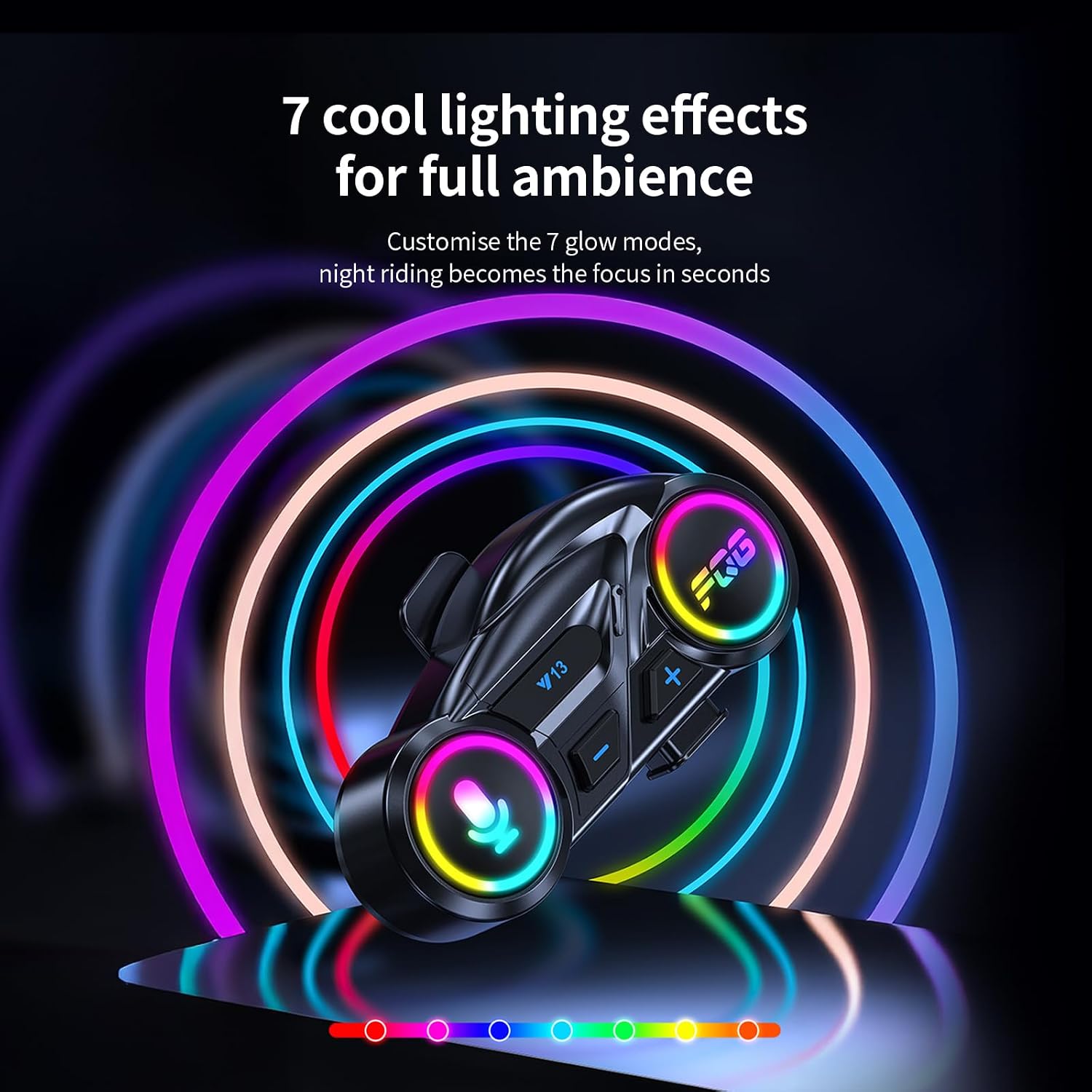 Image showing the ELIKIDSTO Y15-Y13 headset with various RGB lighting effects