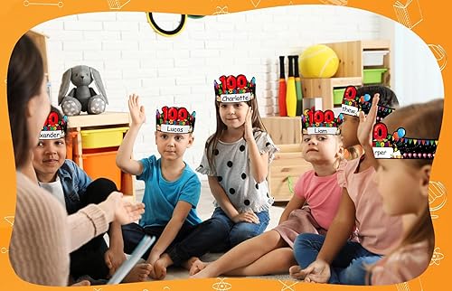 Miniatura 6 de SICOHOME 100th Day of School Crowns 24pcs 14.5x4 inch Paper Crowns for Kids 100th Day of School Decorations