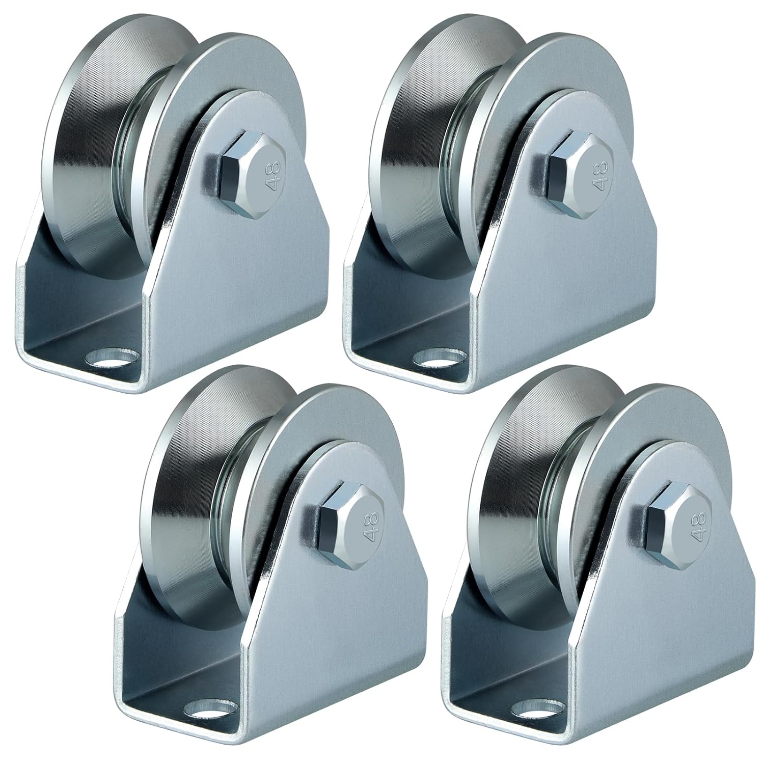 Skelang 2.5" V Groove Caster, Sliding Gate Wheel, Rigid Caster for Rolling Gate and Fence, Sawmill, Pack of 4