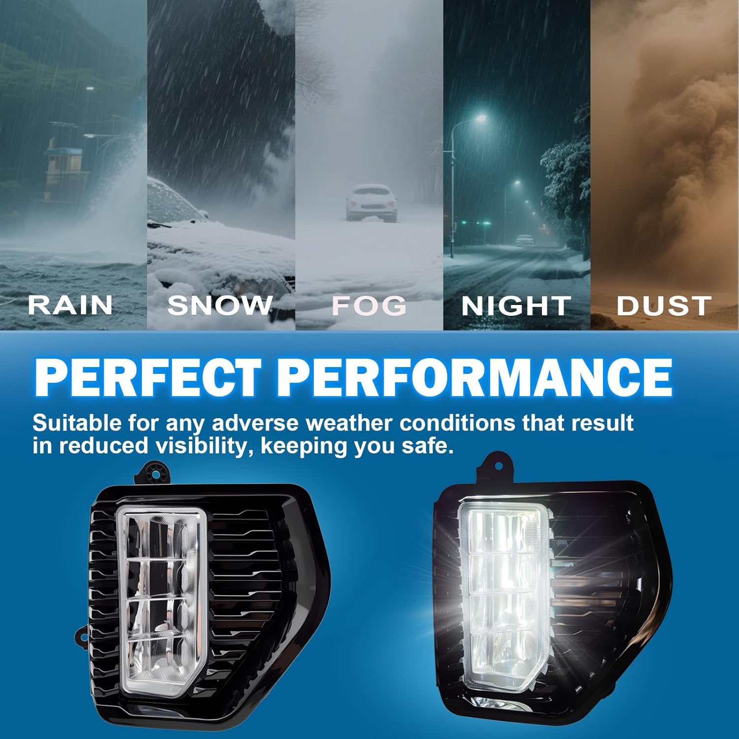 LED Fog Lights fit for 2019-2022 GMC Sierra 1500, Front Bumper Driving Lamps with Switch Assembly & Wiring Harness, Left and Right Pair