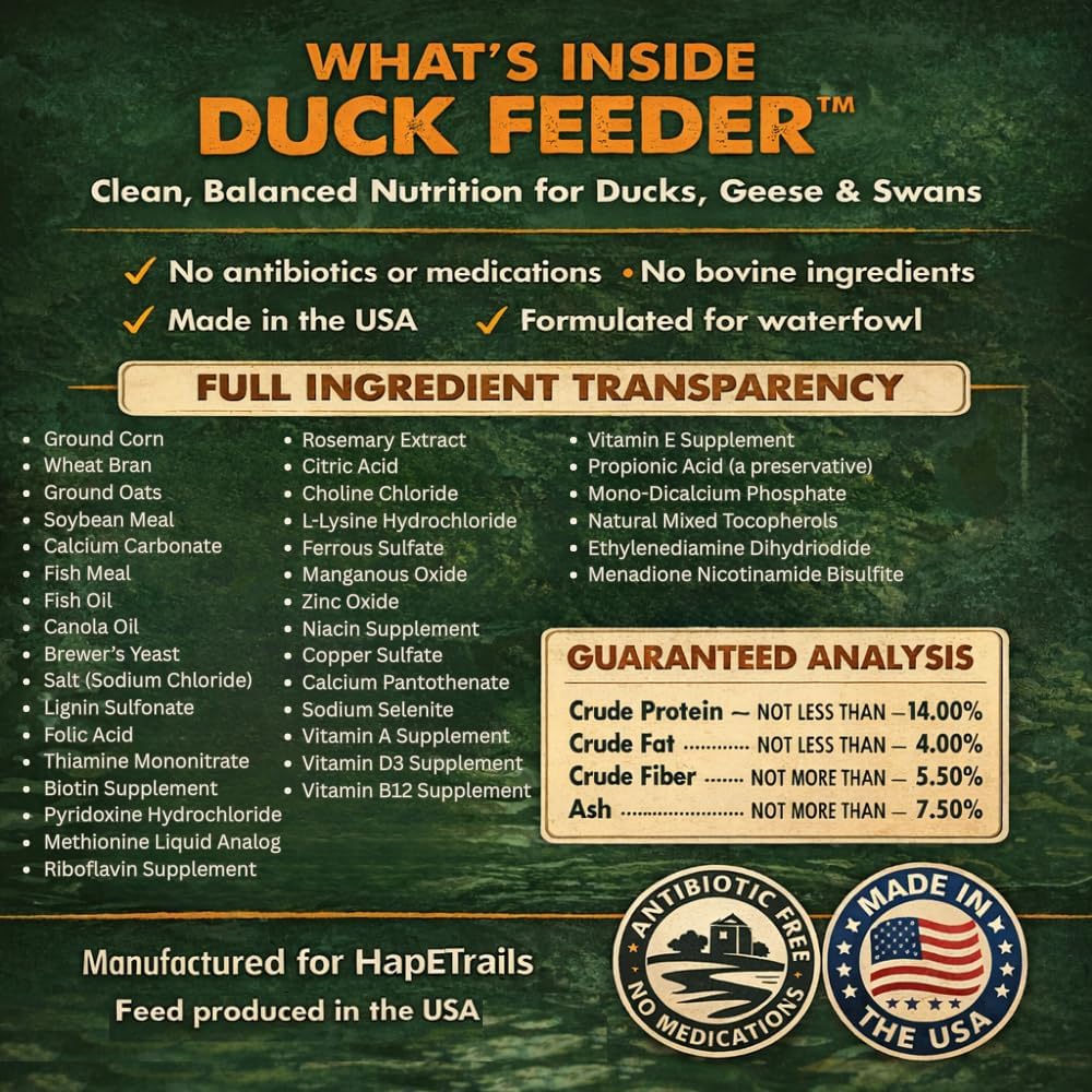 Duck Feeder Floating Duck Food Pellets for Ponds & Parks | Safe Feed for Ducks, Geese & Swans | Floats for Hours | with Niacin | Ditch the Bread, Feed the Revolution (5 lb)