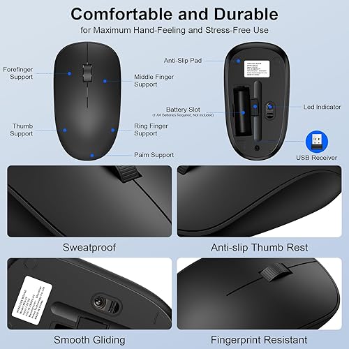 Miniatura 4 de Computadora portátil PC ratón inalámbrico, ratón inalámbrico para Dell, HP, 2.4 Ghz inalámbrico Ratones Mauser Inalambrico con receptor USB para