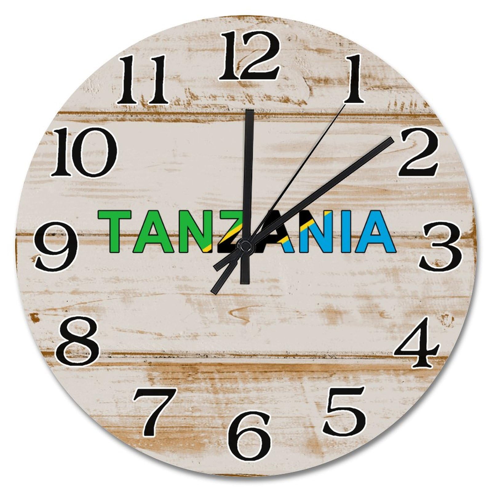 Horloge murale drapeau Tanzanie 30,5 cm silencieuse à piles