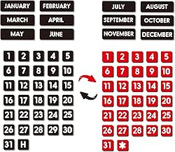 Double-Sided Magnetic Numbers and Months for Dry Erase Calendar Whiteboard, Calendar Magnets for Magnetic Whiteboard and Refrigerator Calendar(0.55”x0.55”)