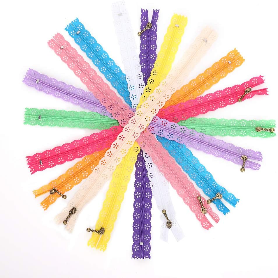 Zippers for Sewing 10Pcs Lace Zipper Mixed Mode Bud Silk