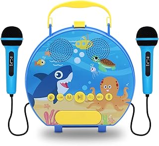 Kids Karaoke Machine for Girls Boys with 2 Microphones Toddler Singing Bluetooth Toys Children Karaoke Singing Machine Recording Voice Changing Speaker for Christmas Birthday Gift