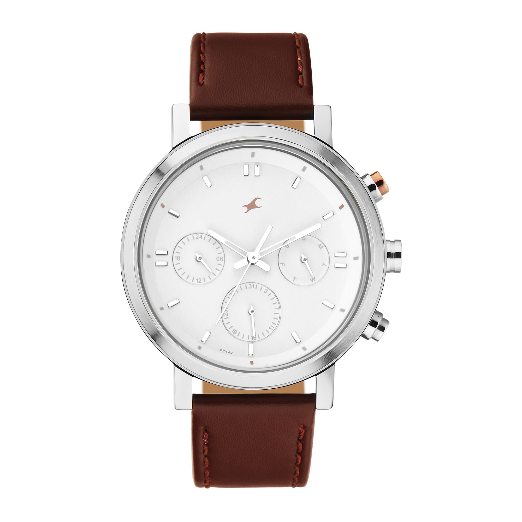 Men Tick Tock Quartz Analog White Dial Leather Strap Watch for Guys-3287KL02/NT3287KL02-image-28
