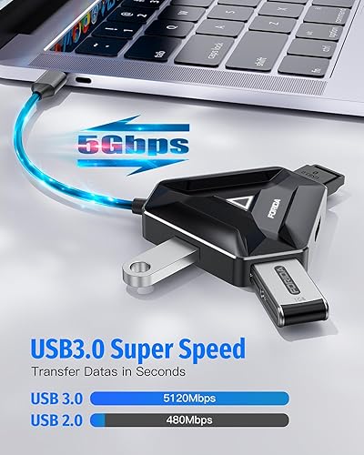 Miniatura 3 de Hub USB C múltiple, estación de acoplamiento USB con adaptador HDMI, 3 puertos de datos divisores USB 3.0 y lector de tarjetas SDTF, compatible con