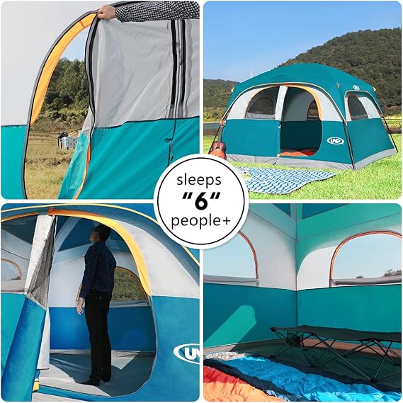 UNP 6 Person Tents for Camping Waterproof Family Cabin Tent with Rainfly