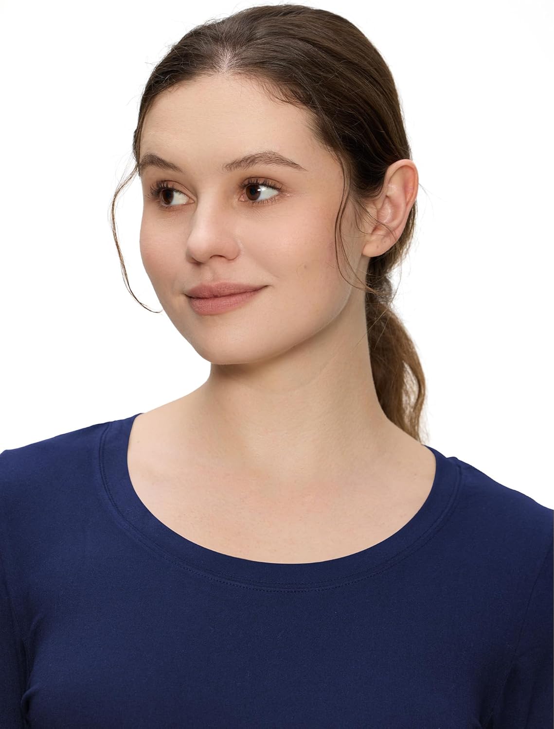 Underscrub Long Sleeve Women - Scoop Neck Scrubs Undershirt Soft Stretch Fitted Top - Image 4