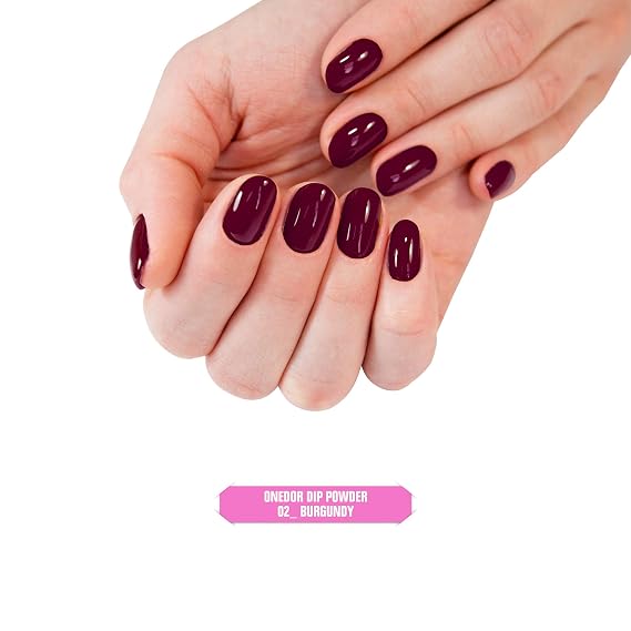 OneDor Nail Dip Dipping Powder Acrylic Color Pigment Powders Pro Collection System, 1 Oz. (02 - Burgundy)
