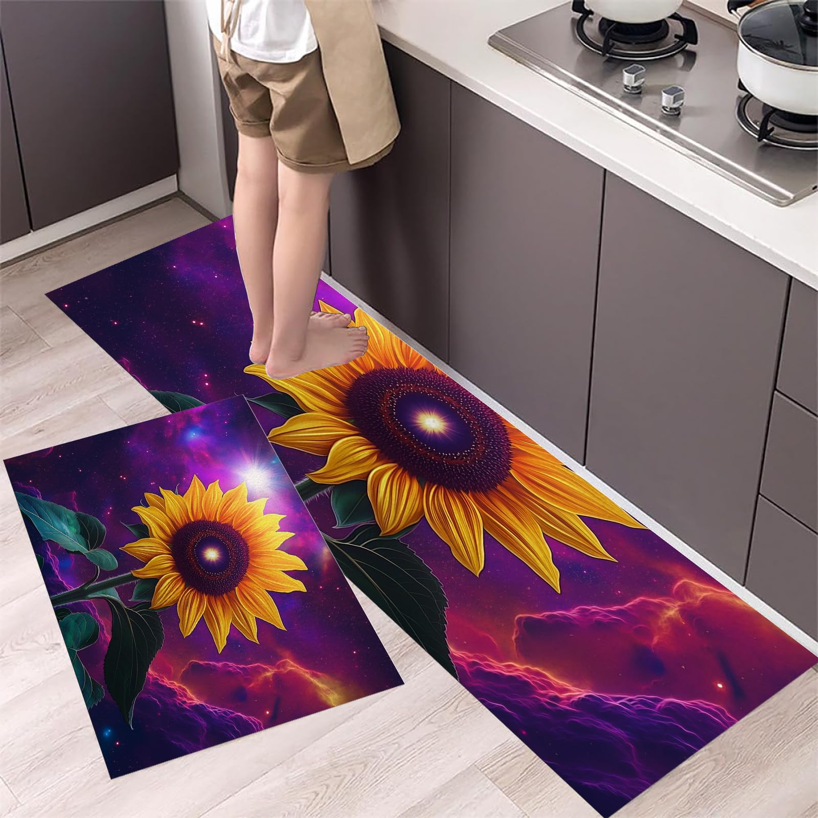 Tapis de cuisine antidérapant lavable grand format pour couloir et bain