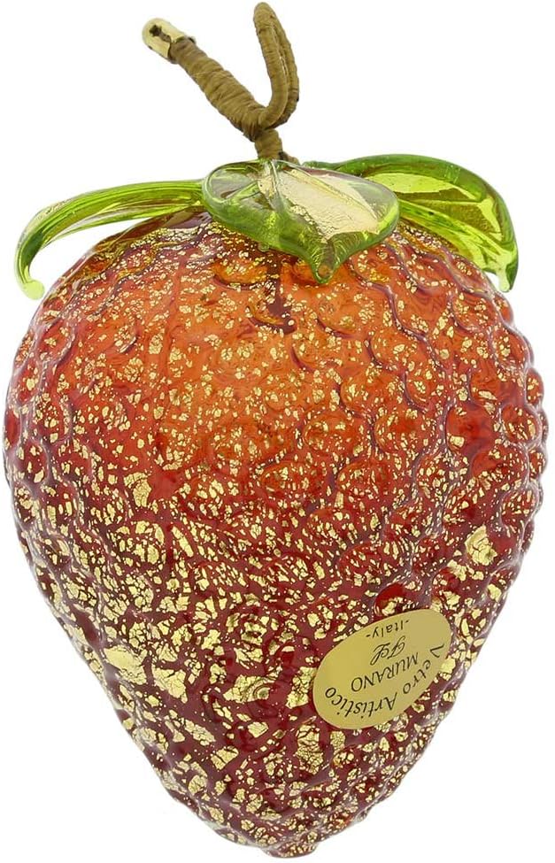 Glass Of Venice Murano Glass Strawberry Hanging Figurine