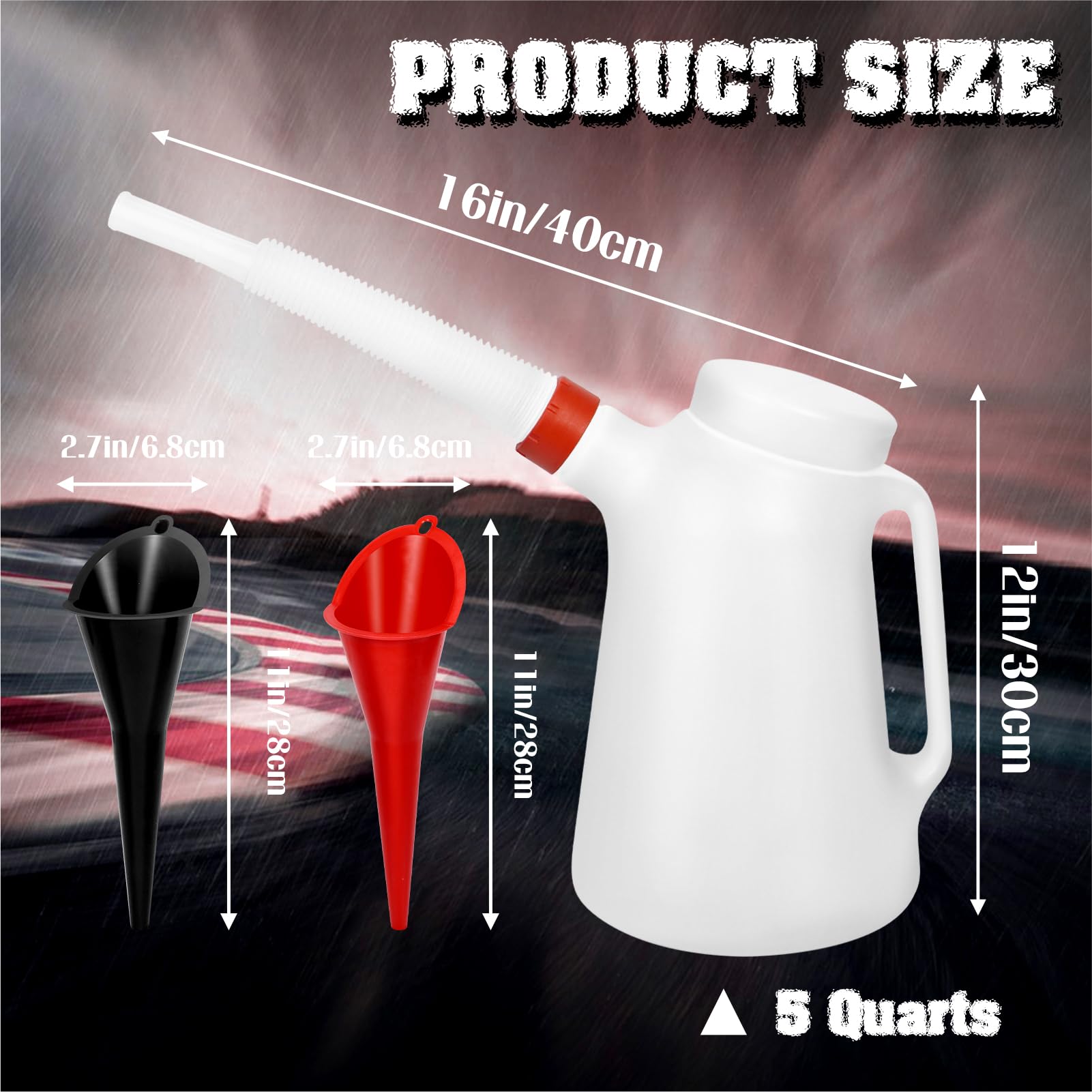 LadyRosian 2 Pack Oil Measuring Container 5 Quart Automotive Oil Dispenser Motor Oil Jug with Cap and Flexible Spout for Automotive Oil Change
