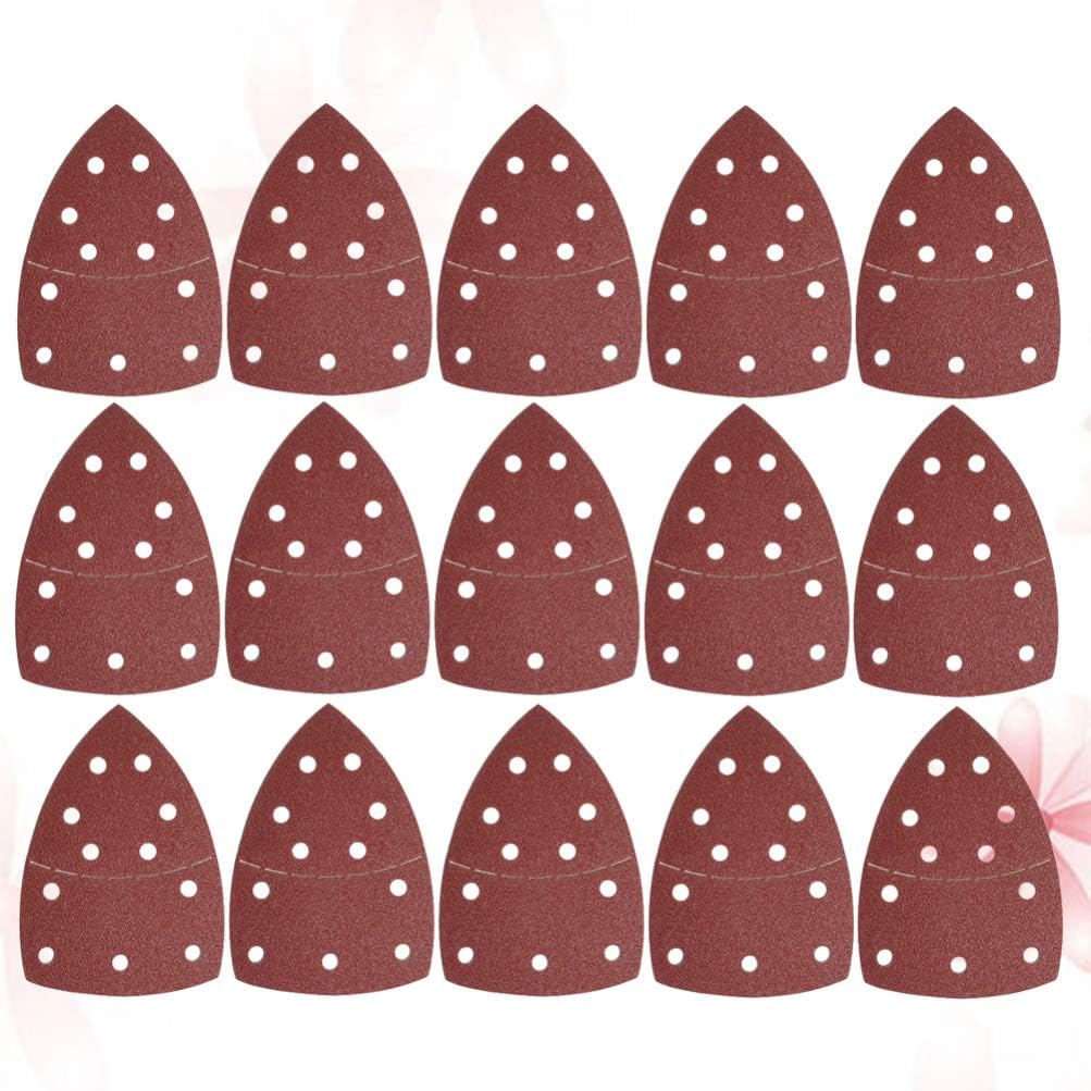 Wakauto 40pcs Mouse Detail Sander Sanding Pads 11 Holes Hook and Loop Sandpaper Triangle Oscillating Multi Tool Sanding Pads Loop Assorted (40/60/80/120/180 Grit) - - 