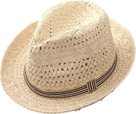 Generisch Cappello Da Sole Per Bambini In Paglia – Tesa Larga, Leggero E Traspirante Per Estate, Spiaggia E Giochi All'Aperto, Regolabile Per 3-10 Anni - copertina