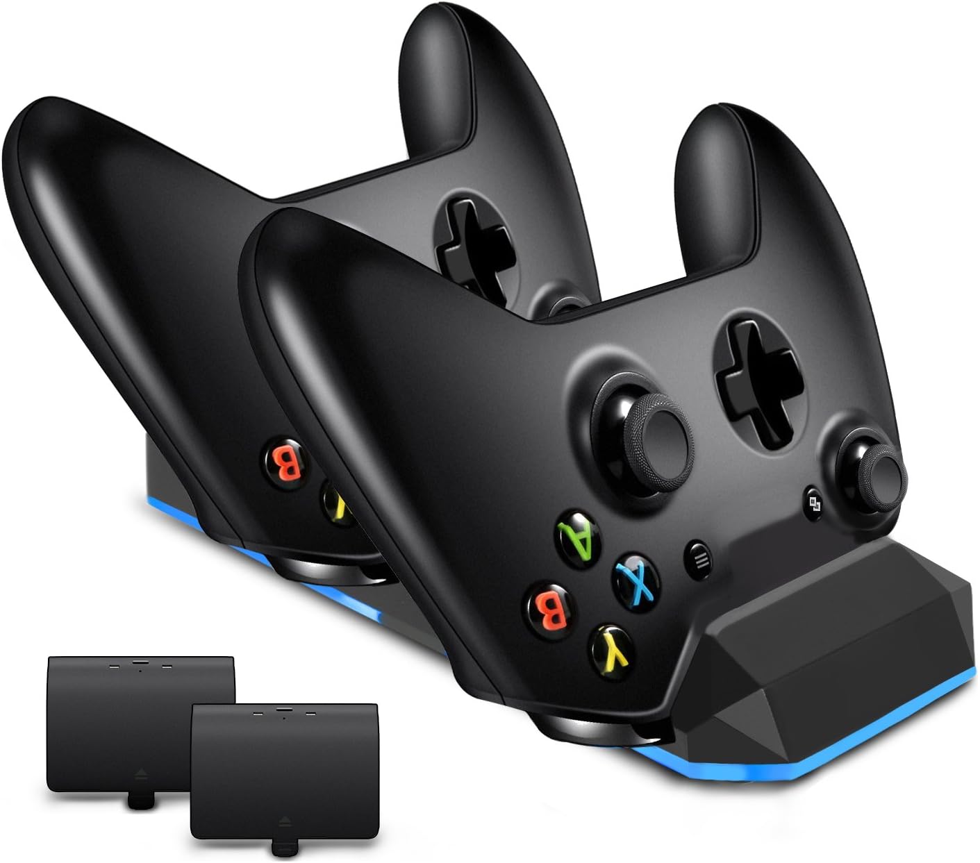 LREGO Fast Dual Charger Dock Station for Xbox One/Xbox One S/XBox One X/XBox Elite Controller, Comes with Two 1200 mAH Lithium Batteries Pack