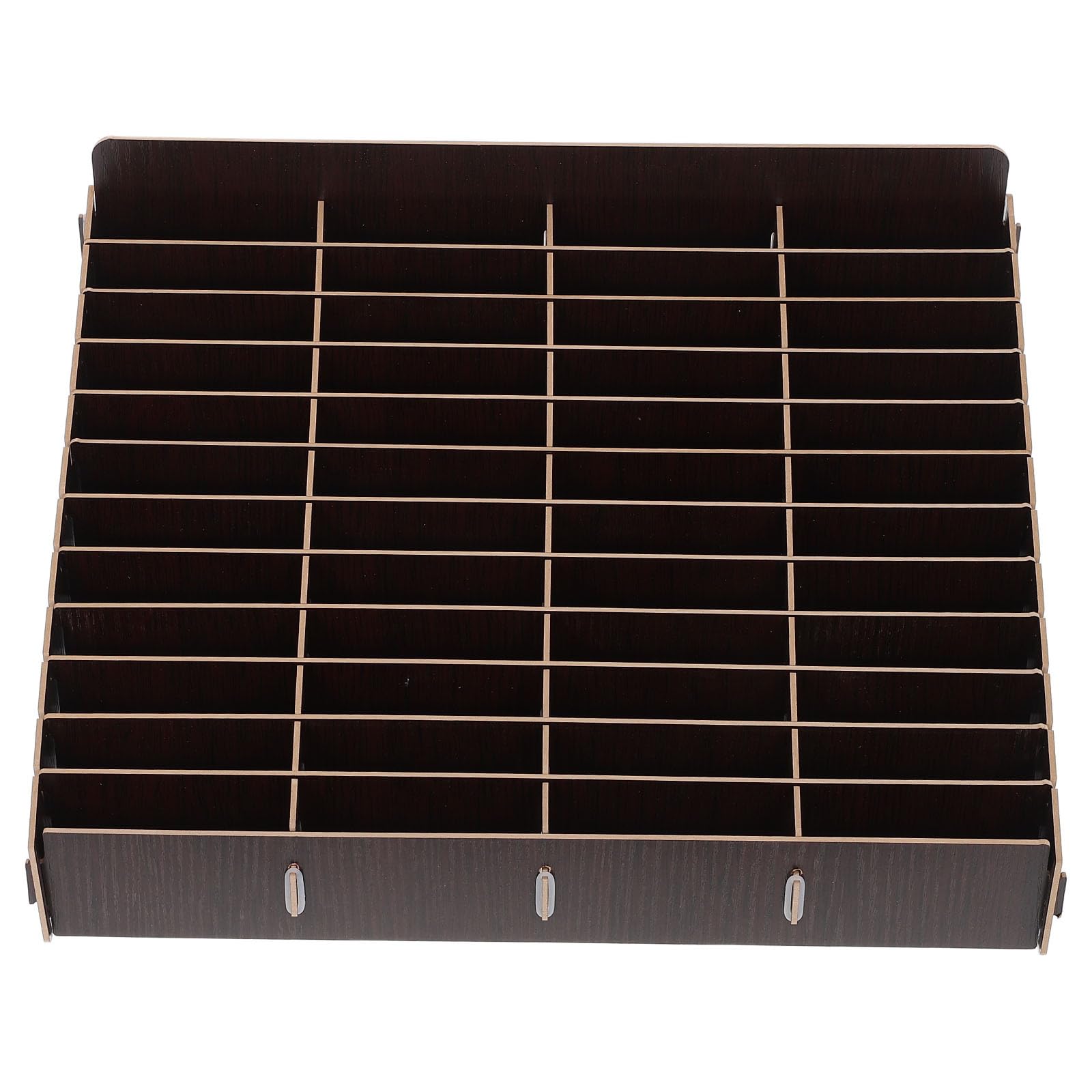 Kisangel Caja organizadora de Madera con 48 Ranuras para Teléfonos, Soporte Inclinado Color Marrón Oscuro, Estante para Almacenamiento de Móviles en Aula, Oficina o Sala de Reuniones