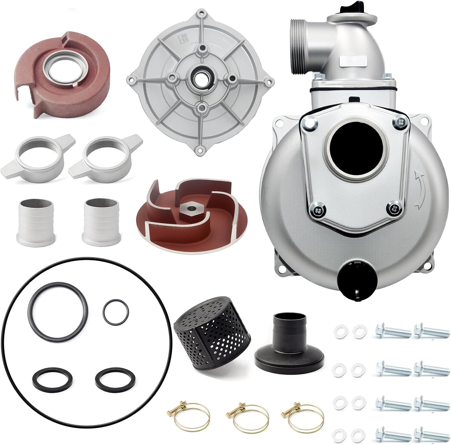 2 Inch Semi-Trash Water Pump Parts Assembly Rebuild Kit for Champion 196cc 212cc for Red Lion Generac Powermate Gas Trash Pump Replacement
