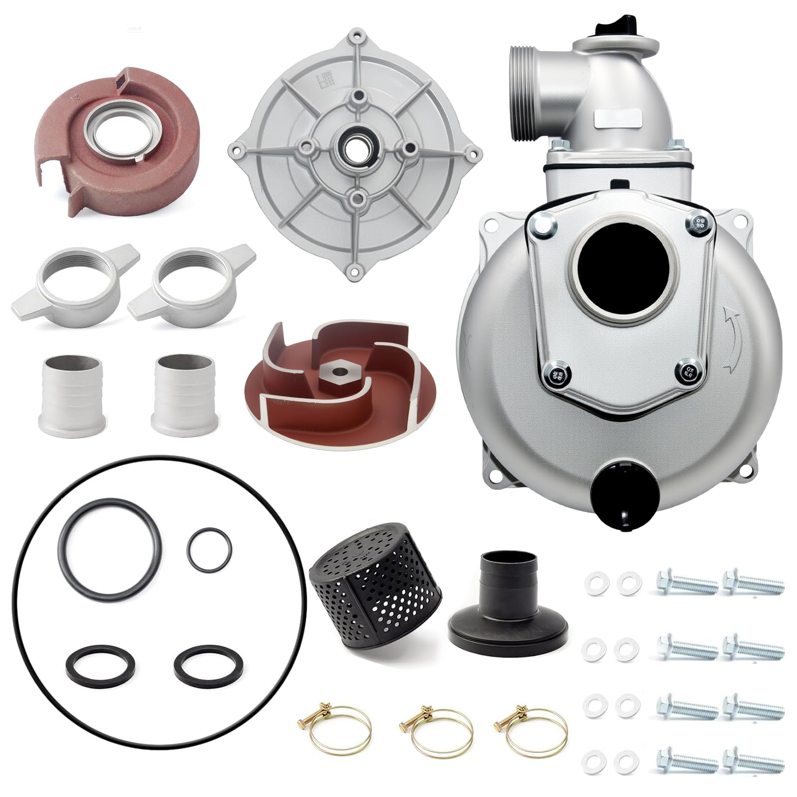 Photo 1 of 2 Inch Semi-Trash Water Pump Rebuild Kit Assembly for Harbor Freight Predator 212cc Pacific Hydrostar Gasoline Engine Water Pump Replacement