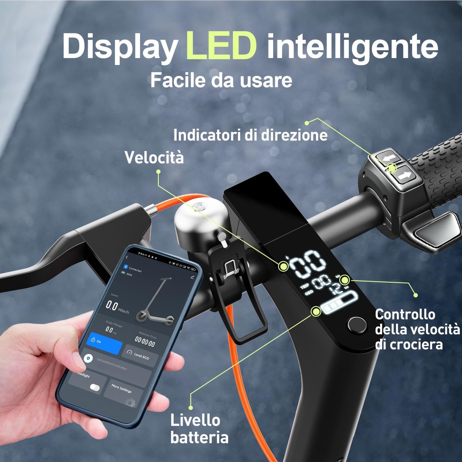 Monopattino Elettrico,Motore da 350W, 25 km/h, 30-35KM, Turn Signal, APP | 8.5" Scooter Elettrico Pieghevole, Carico Massimo 120 KG, Doppio Freno, Indicatore di direzione