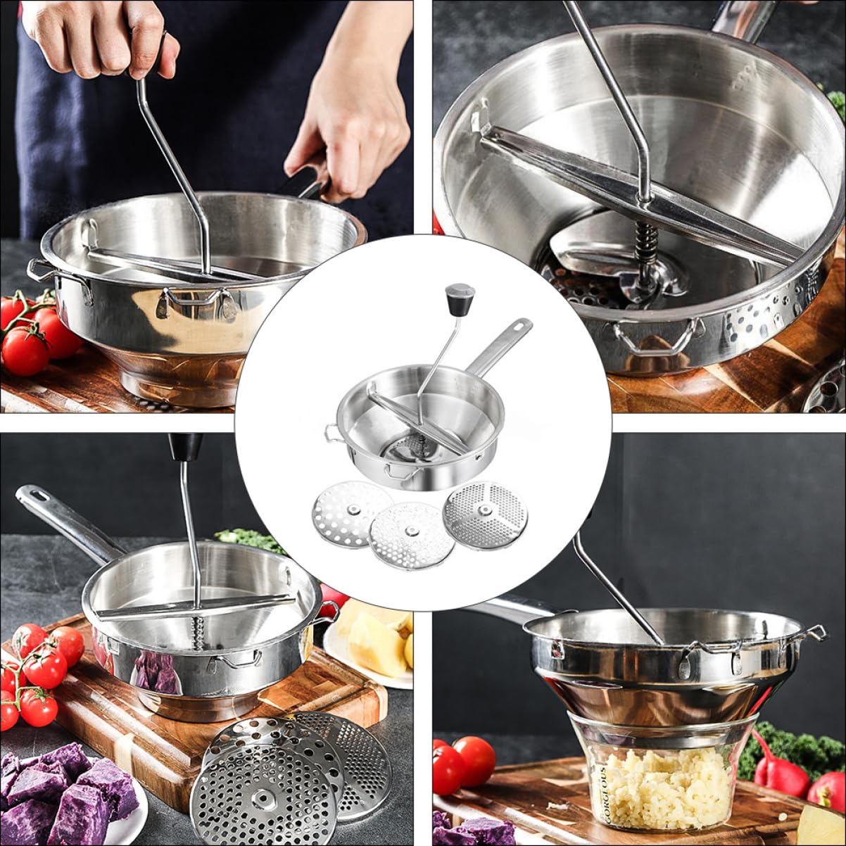 Edelstahl Speiserührer für Gemüse und Obst Küchenwerkzeug mit Sicherer Nutzung Langlebig für Kochen und Küche Silber | Küchenhelfer Edelstahl, Gemüse und Obstmühle für Küche, Sicher und Langlebig