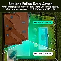 Vista 4 de WYZE Duo Cam Pan IP65 2K 360° Pan/Tilt Cámara de seguridad inteligente para el hogar con visión nocturna a color, compatible con Alexa y Google