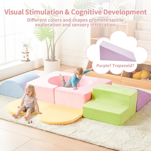 Miniatura 6 de IFNOW Juguetes de escalada para niños pequeños en interiores, juego de bloques de escalada de espuma de 7 piezas para niños pequeños, coloridos y