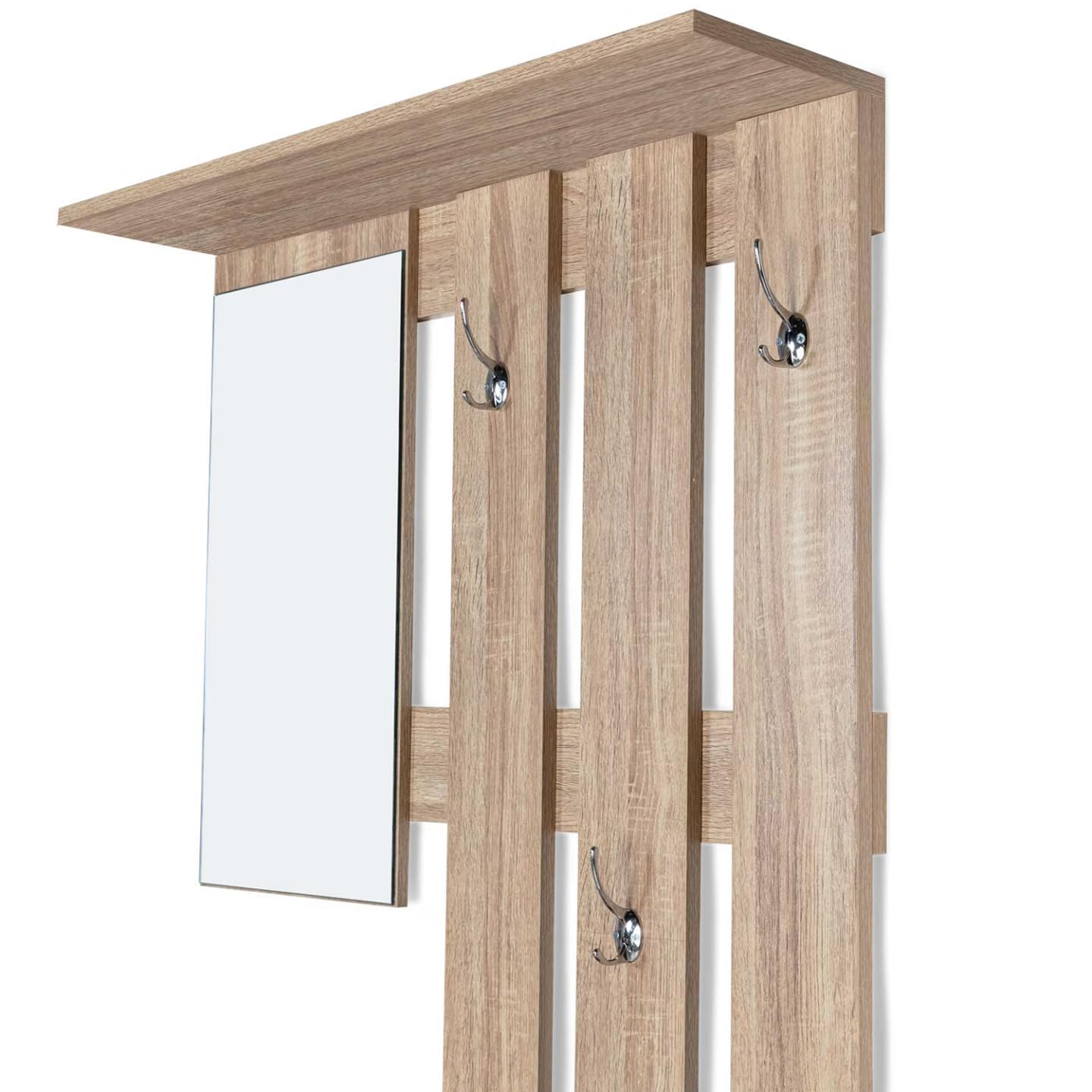 IDMarket - Armario para la entrada con espejo Paulin Design Haya puertas negras