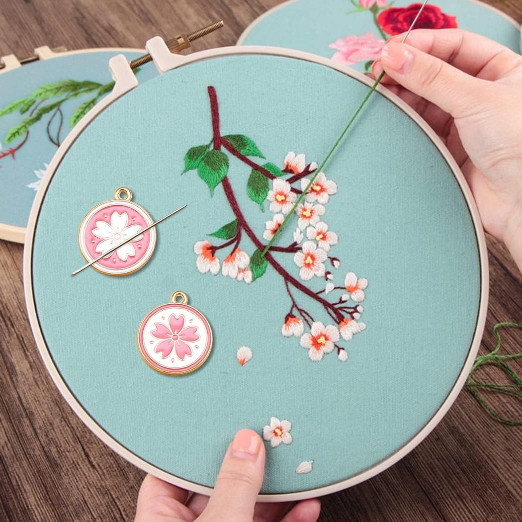 GUPENG Pink Sakura Cross Stitch Supplies Needle Minder , Embroidery Magnetic Needle Holder，Needlework and Embroidery Accessories（2 PCS） (csljmy20220825-0004)