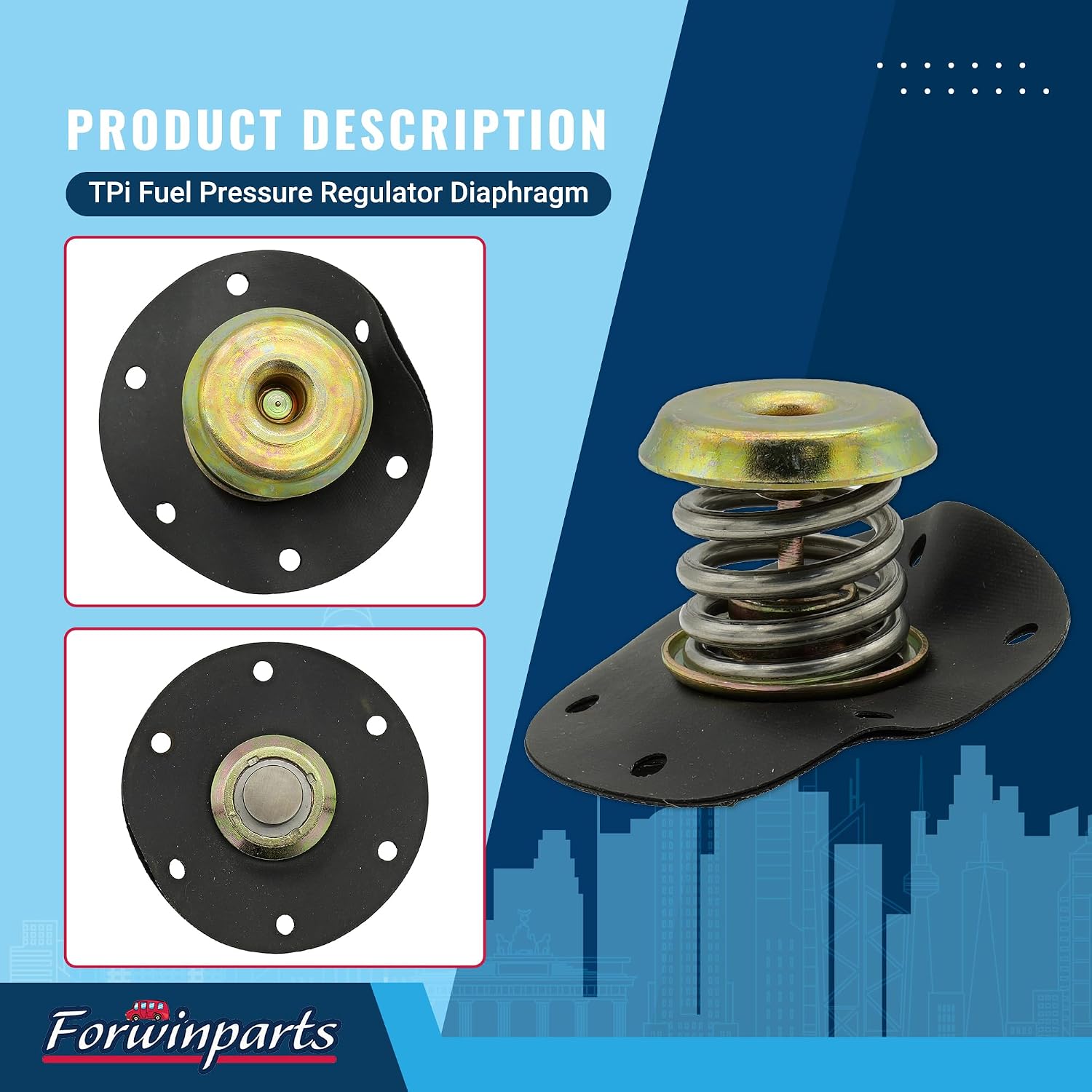 TPi Fuel Pressure Regulator Diaphragm for 1985-1995 Chevy Corvette Camaro Cavalier Celebrity Pontiac Firebird Buick Cadillac Oldsmobile 17110851 17112281 SKPR10