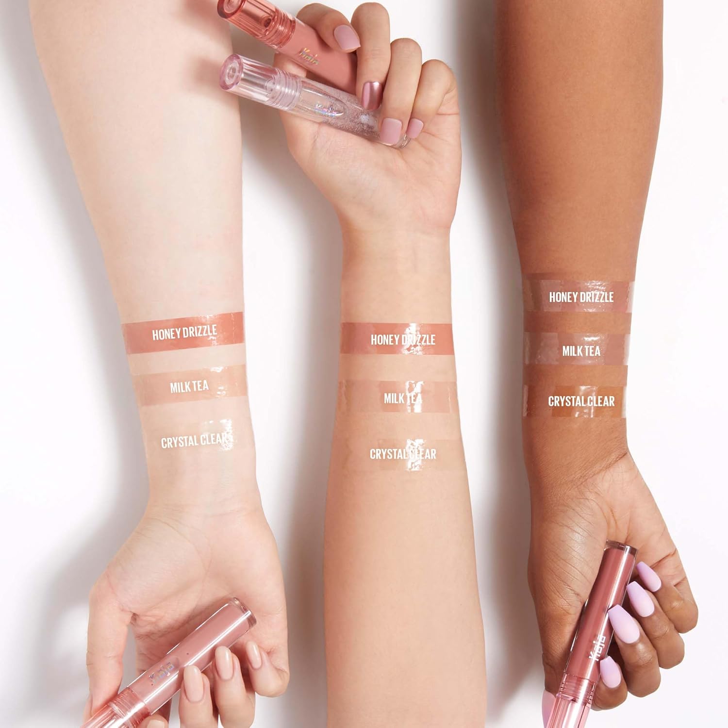 Kaja Lip Gloss - Gloss Shot | with Jojoba Oil, Tinted Shimmer, Hydrating, Non-sticky, Juicy, Nude, Plumper Looking Lips, 02 Milk Tea, 0.14 Fl Oz