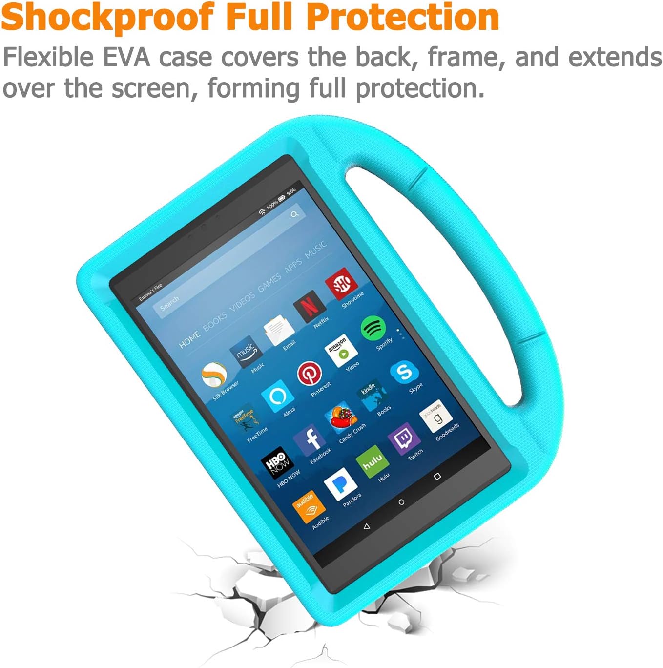 LEDNICEKER Kids Case for Fire HD 8 2018/2017 - Shockproof Handle Friendly Convertible Stand Kids Case for Fire HD 8 inch Tablet (7th & 8th Generation Tablet, 2017 & 2018 Release) - Turquoise