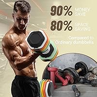 Vista 5 de 25/55 lbs Pair Adjustable Dumbbell, Fast Adjust Dumbbell Weight for Exercises Pair Dumbbells for Men and Women in Home Gym Workout Equipment