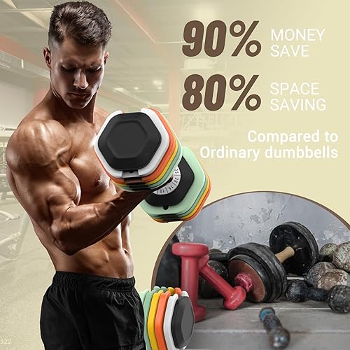 Miniatura 5 de Par de mancuernas ajustables de 2555 libras, peso de mancuernas de ajuste rápido para ejercicios, par de mancuernas para hombres y mujeres en equipo