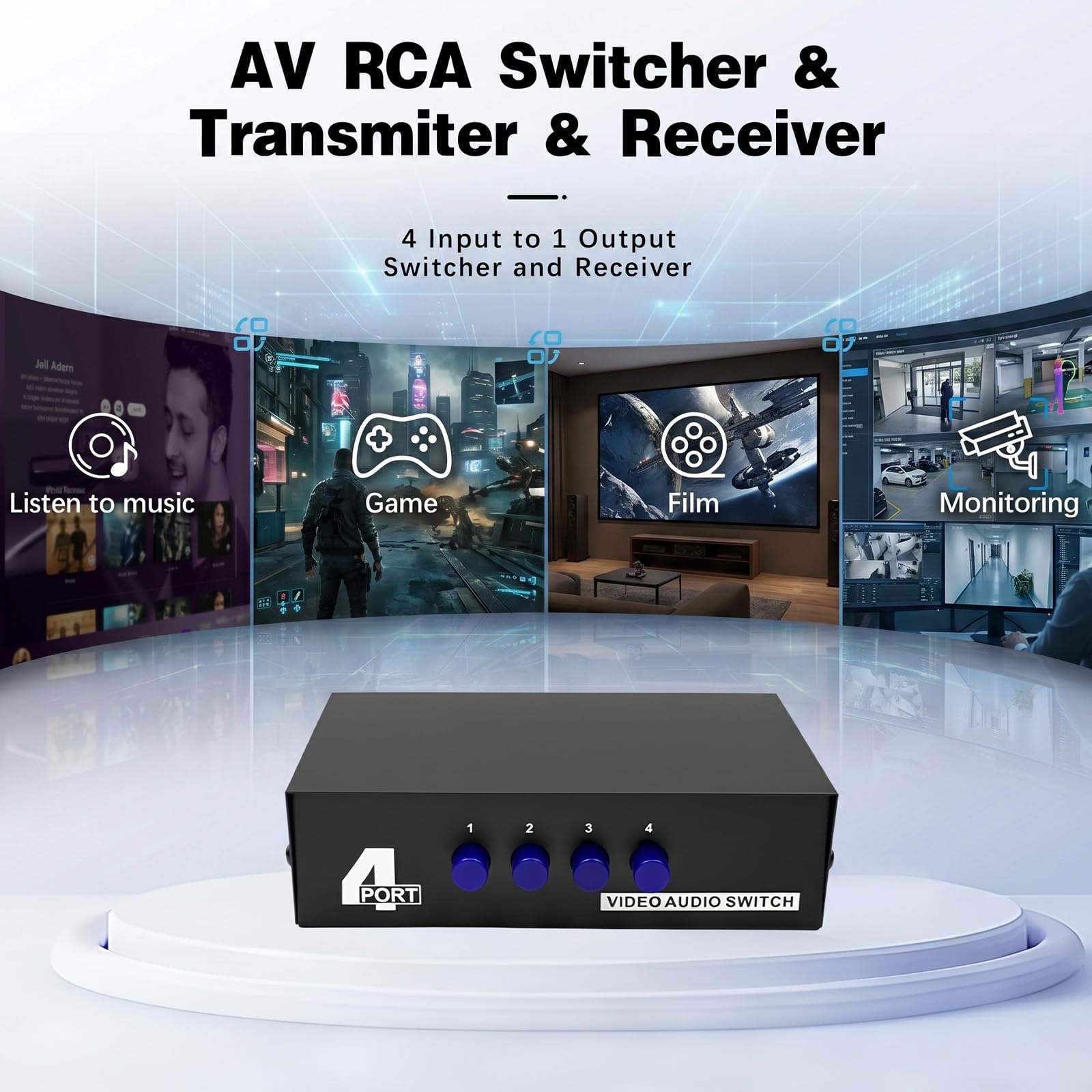Amazon | Duttek AV切替器, RCA分配器, RCAスイッチボックス、4ポート