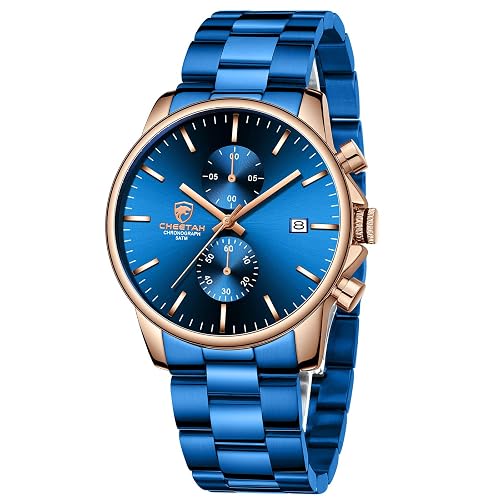 GOLDEN HOUR Fashion Business Mens Watches with Stainless Steel Waterproof