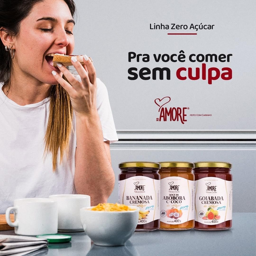 Doce de Abóbora crem. com coco zero adição de açúcares de colher - RB Amore - 400g