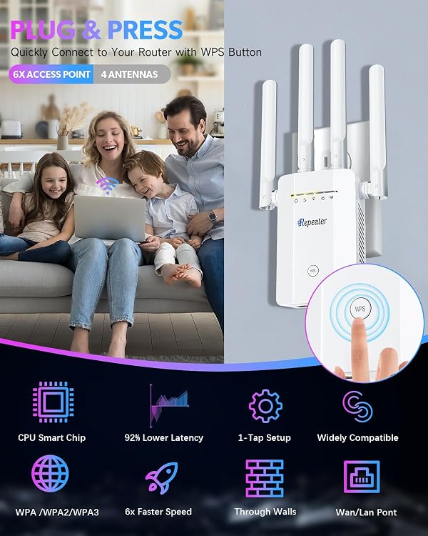 2026 New WiFi Extender Signal Booster, Long Range up to 13355Sq.ft, Wireless Internet Repeater Routers Signal Amplifier for Home, Office, Garage, 8X Faster Access Point with Ethernet Port, 1-Tap Setup by Paleoer - Image 8