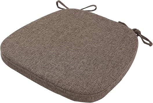 Set of 2 4 6 Kitchen Chair Cushions with Ties and Non Slip Backing, 17x16 Memory Foam Chair Pads for Dining Room, Washable Cotton and Linen Seat Cushion Cover Coffee 6 Pack