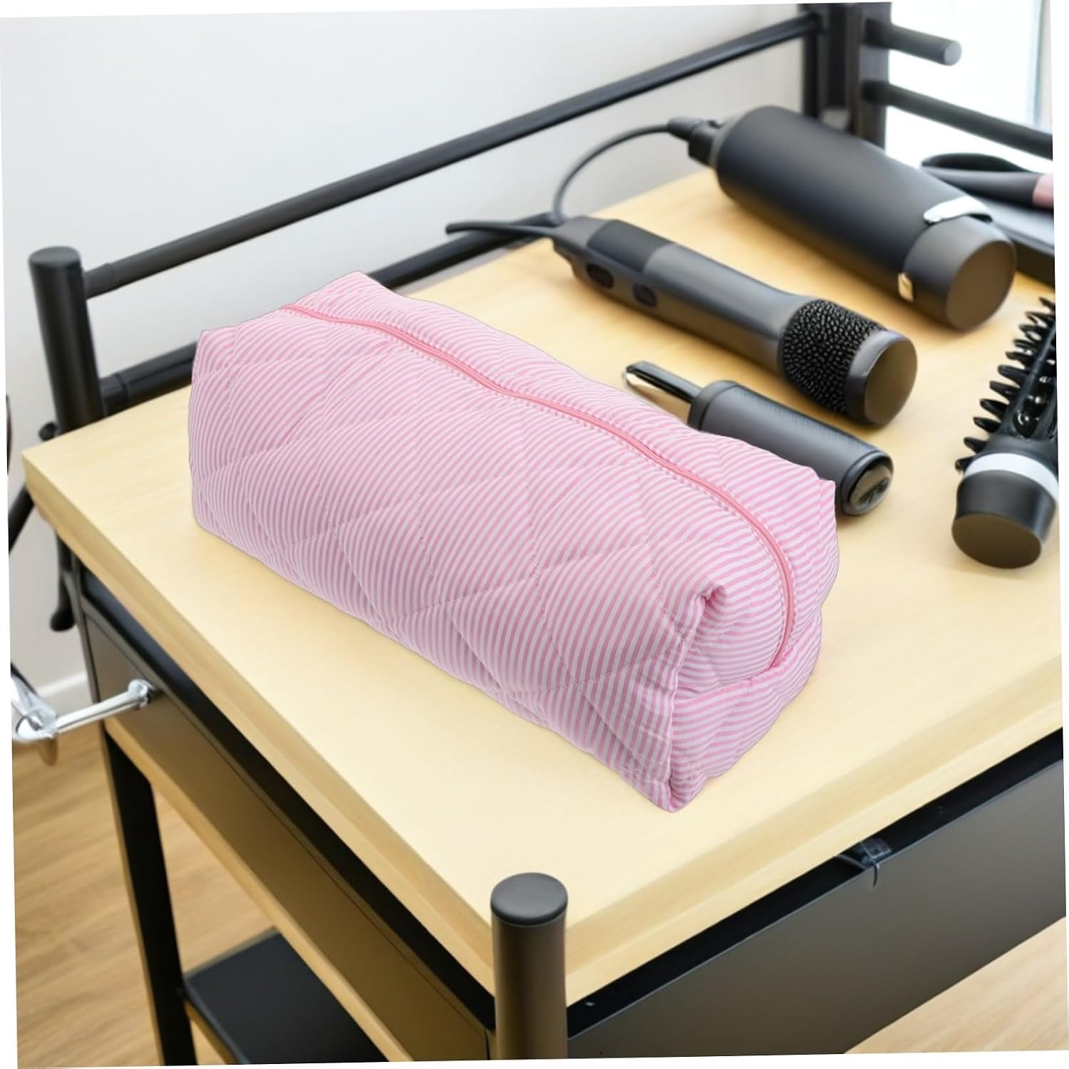 Portable Hair Dryer Storage Bag Cloth and Cotton Material with Large Capacity and Multiple Pockets Travel Hair Tool Accessories Carrying Case Organizer for Bathroom and Hotels