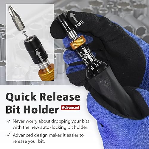 Miniatura 3 de FIRSTINFO H5178 Destornillador limitador de par certificado de precisión, soporte de puntas hexagonales de 14 pulgadas, 0.1-1.2 Nm1.33-10.18 In-lb