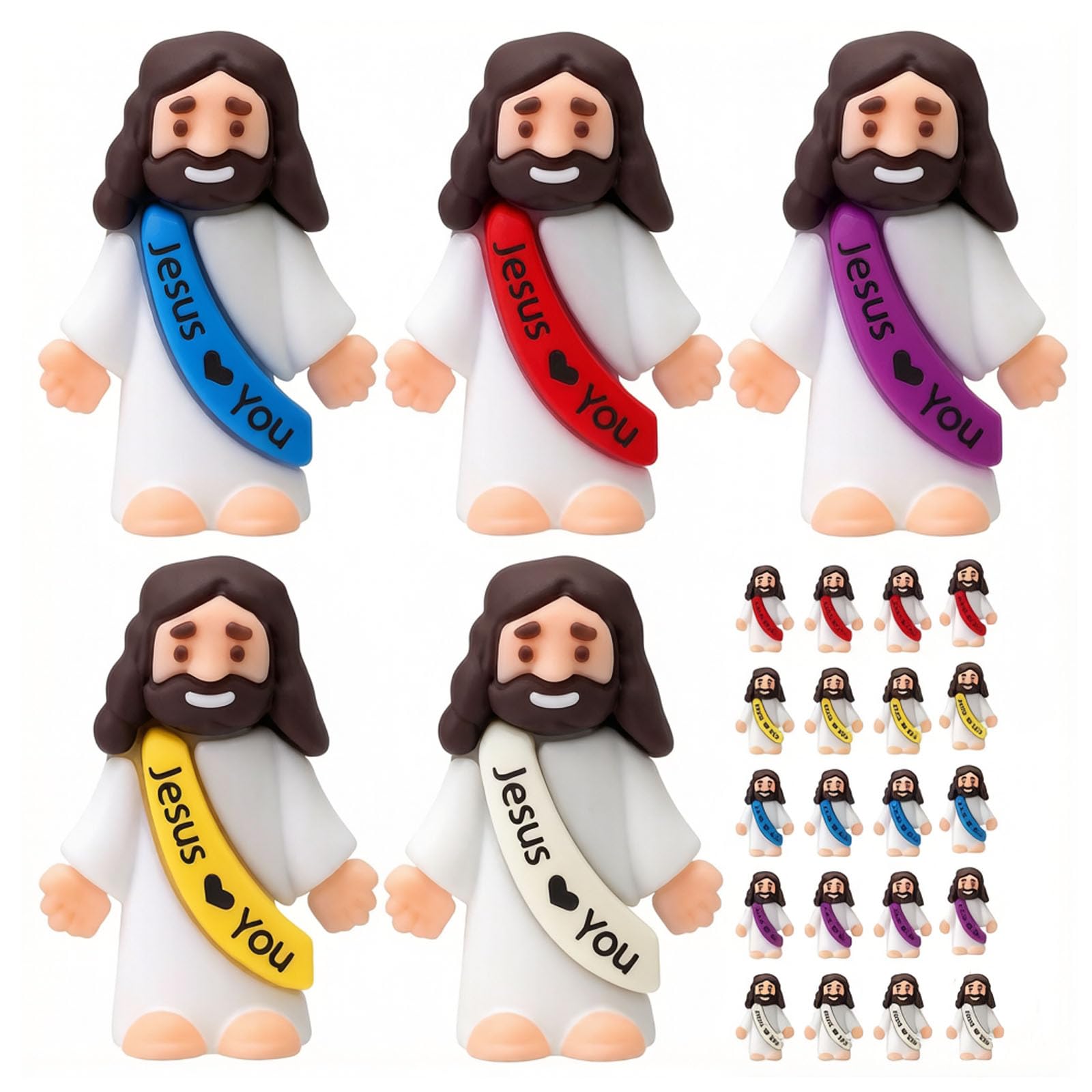 20 Pcs Miniature People, Miniature Human Figures, Mini Figures for 1/64 Diorama Scenes, Architecture Models and Dollhouse Displays, Red, Blue, White-image-19