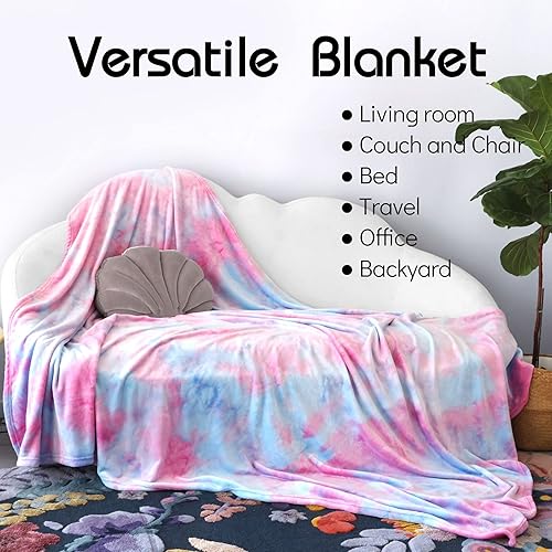 Miniatura 6 de Ailemei Direct Manta colorida de teñido anudado arcoíris, manta de forro polar suave y mullida, tamaño Queen a King, lindas y divertidas mantas